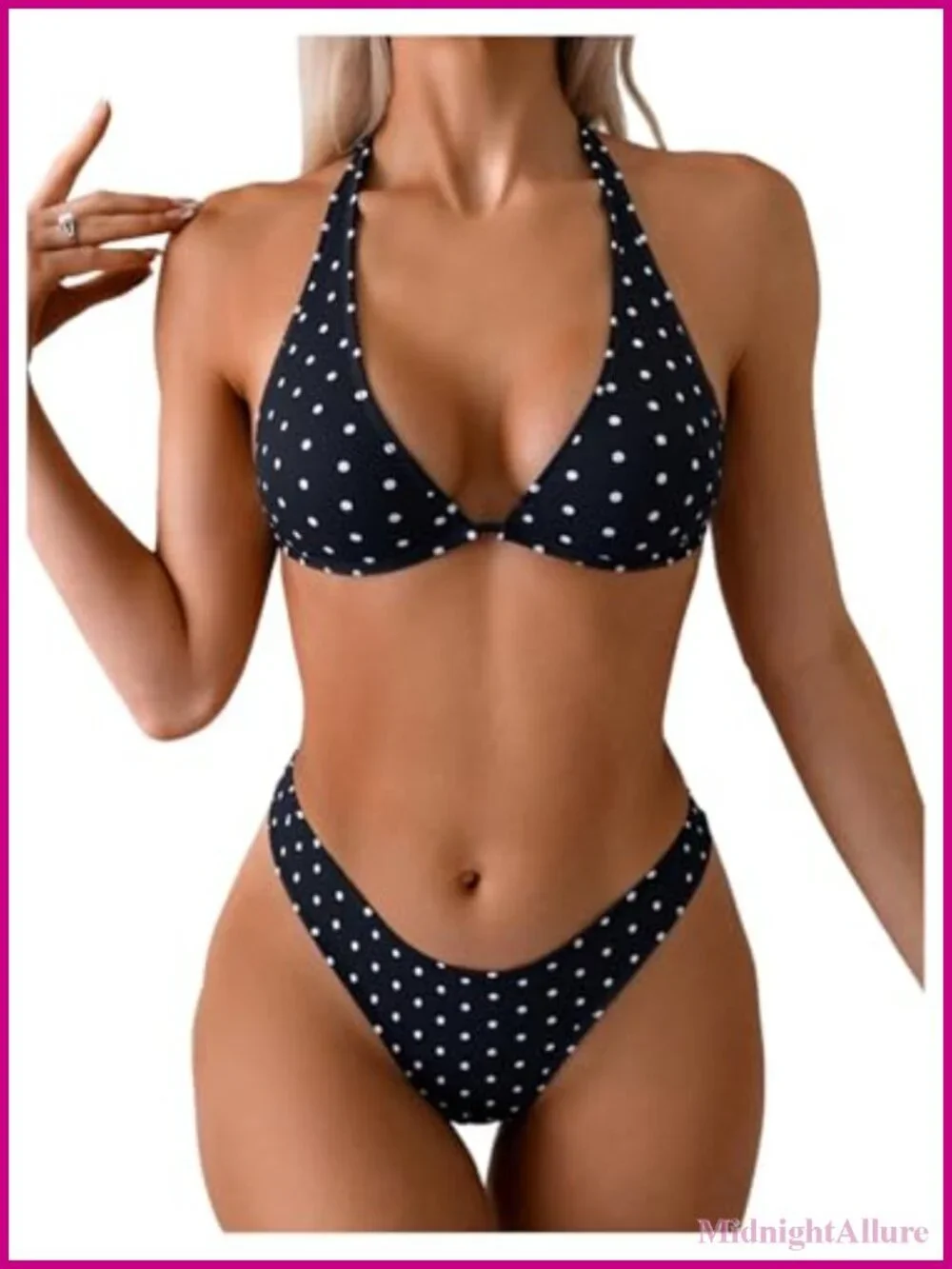 Women's Polka Dot Triangle Bikini Set Halter Neck 2 Piece
